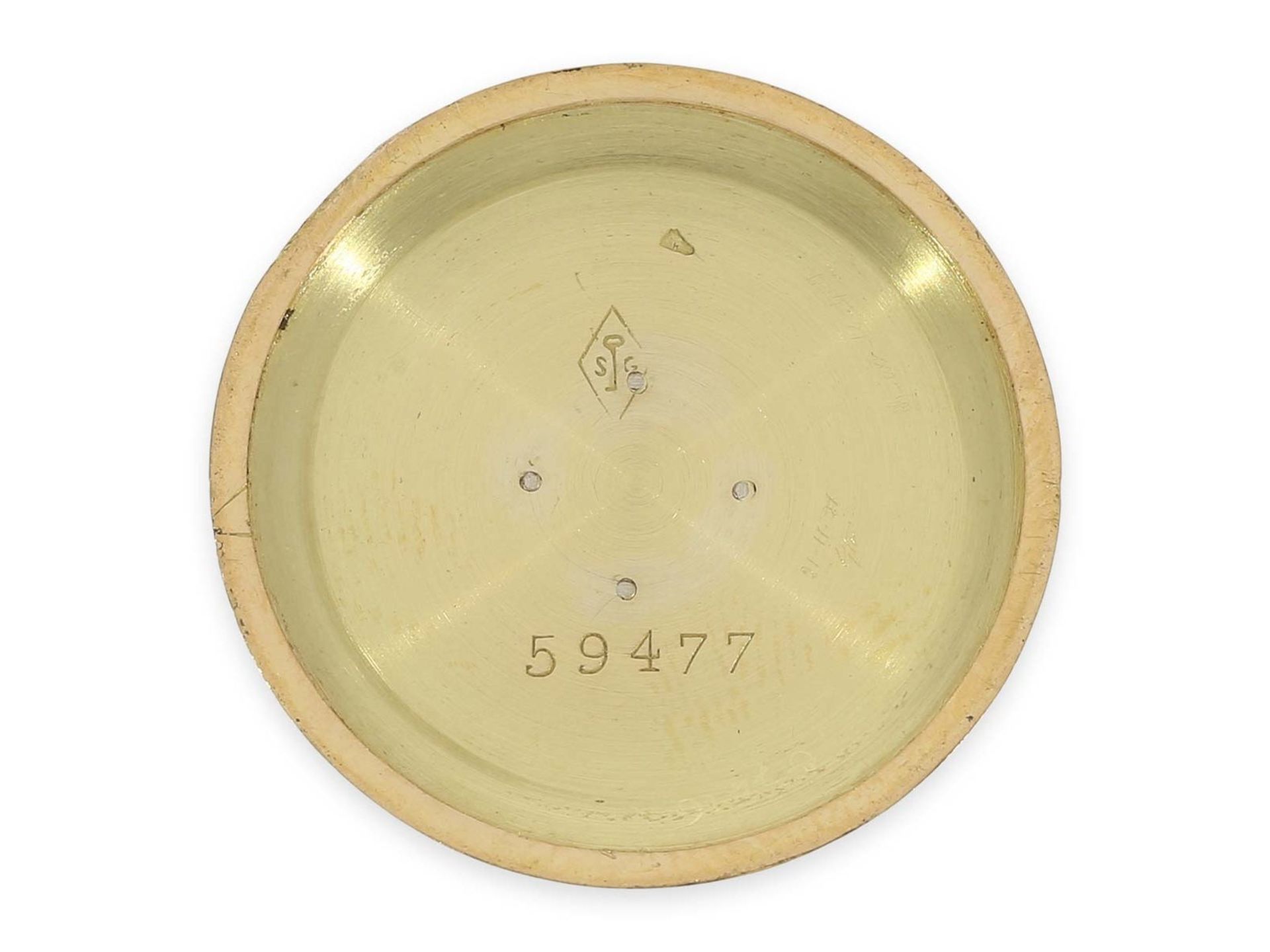 Taschenuhr/Anhängeuhr: Gold/Emaille-Damenuhr von sehr feiner Qualität mit Diamantbesatz, vermutlich  - Bild 4 aus 6