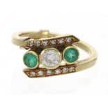 Ring: vintage Smaragd/Diamant-Goldschmiedering