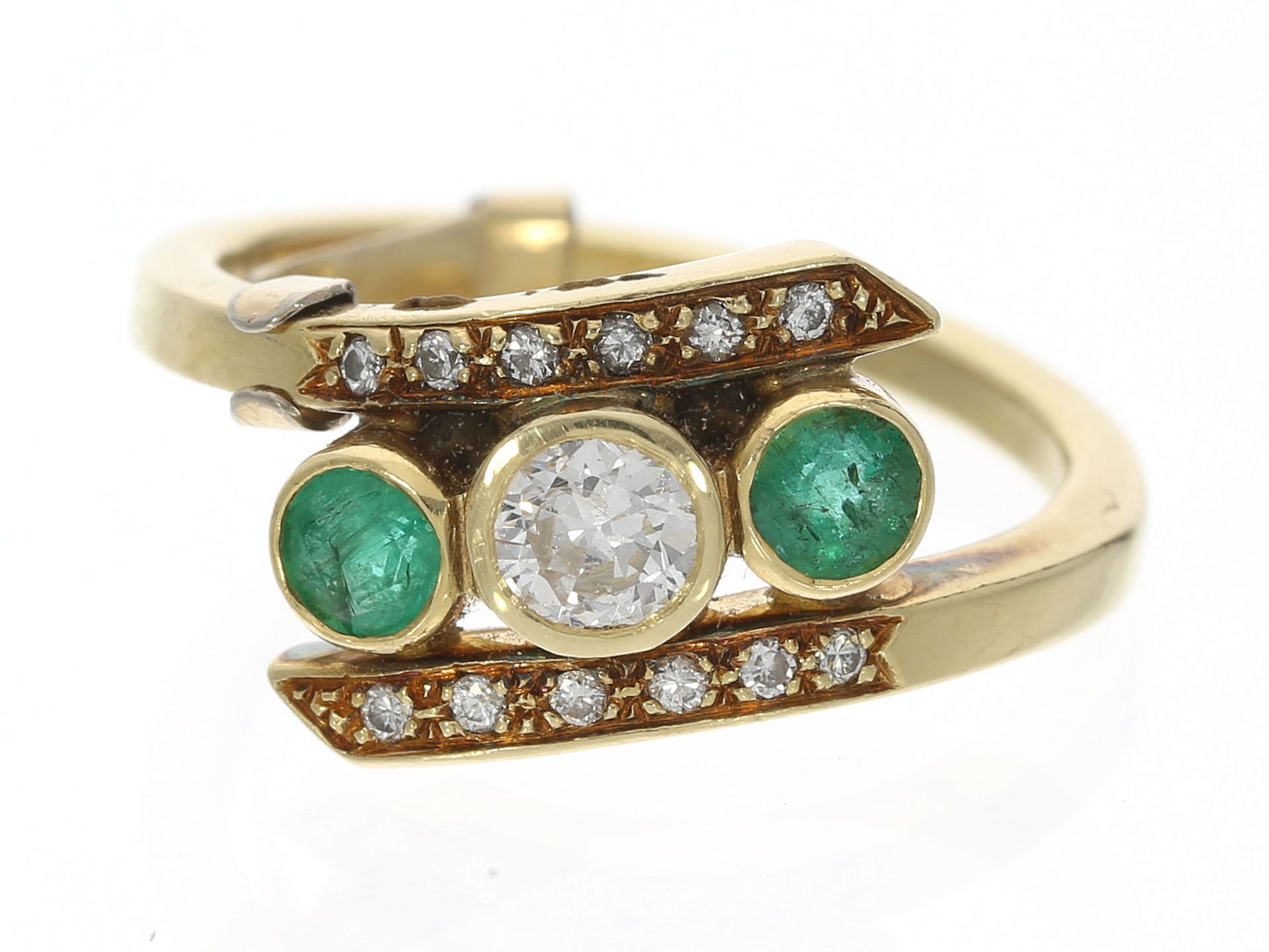 Ring: vintage Smaragd/Diamant-Goldschmiedering
