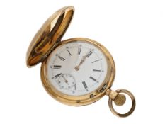Taschenuhr: goldene Savonnette, um 1910, vermutlich Meisterstück, Platine signiert W. Stüdemann