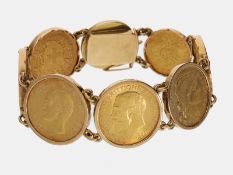 Armband: hochwertiges vintage Münzarmband, 14K Gold/21K Gold