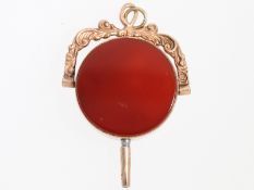 Uhrenschlüssel: attraktiver, großer rotgoldener Uhrenschlüssel, England 19. Jahrhundert