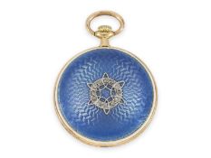 Taschenuhr/Anhängeuhr: Gold/Emaille-Damenuhr von sehr feiner Qualität mit Diamantbesatz, vermutlich
