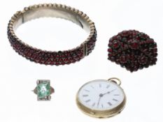 Brosche/Armreif/Taschenuhr: Konvolut Antikschmuck 1900-1930