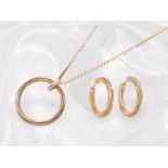 Kette/Collier/Ohrschmuck: hochwertige Kette mit 18K Gold Brillant-Anhänger und passenden Creolen, Ma