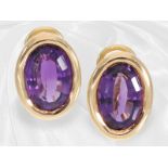 Ohrschmuck: handgefertigte Amethyst-Ohrstecker, 18K Gold