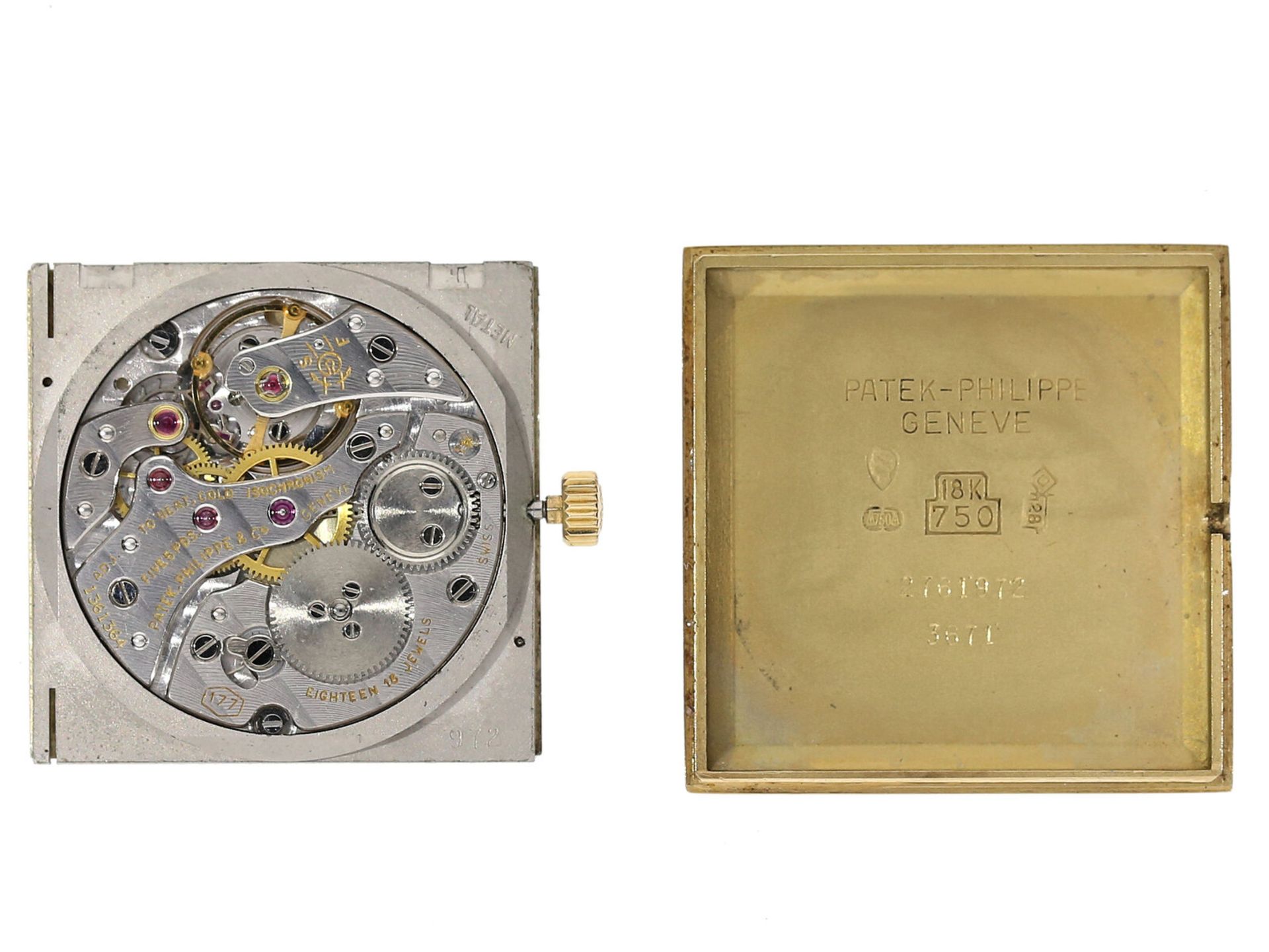 Armbanduhr: elegante, seltene, super flache Patek Philippe Herrenuhr, Ref. 3671, ca. 1969 - Bild 5 aus 5