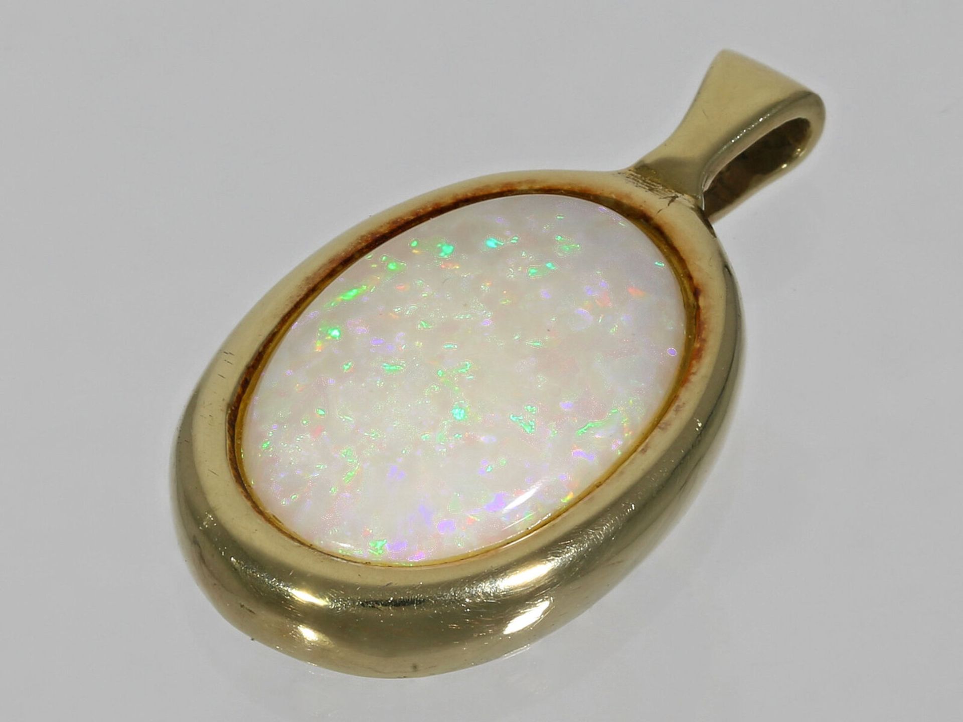 Anhänger: vintage Goldschmiedeanhänger mit Opal, 14K Gold