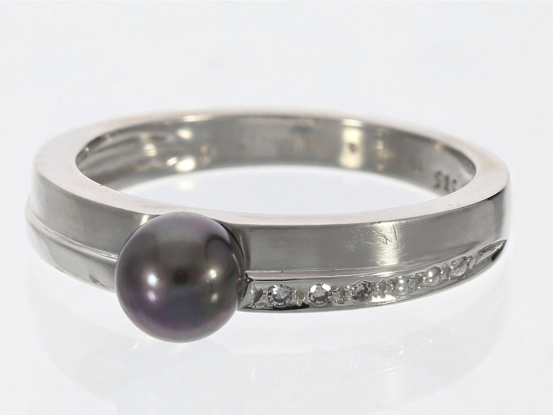 Ring: moderner Perl/Diamant-Goldring