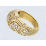 Ring: wertvoller Goldschmiedering mit reichem Brillantbesatz, ca. 1ct, hochwertige Handarbeit