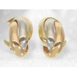 Ohrringe: außergewöhnliche, große vintage Tricolor Ohrringe, 18K Gold