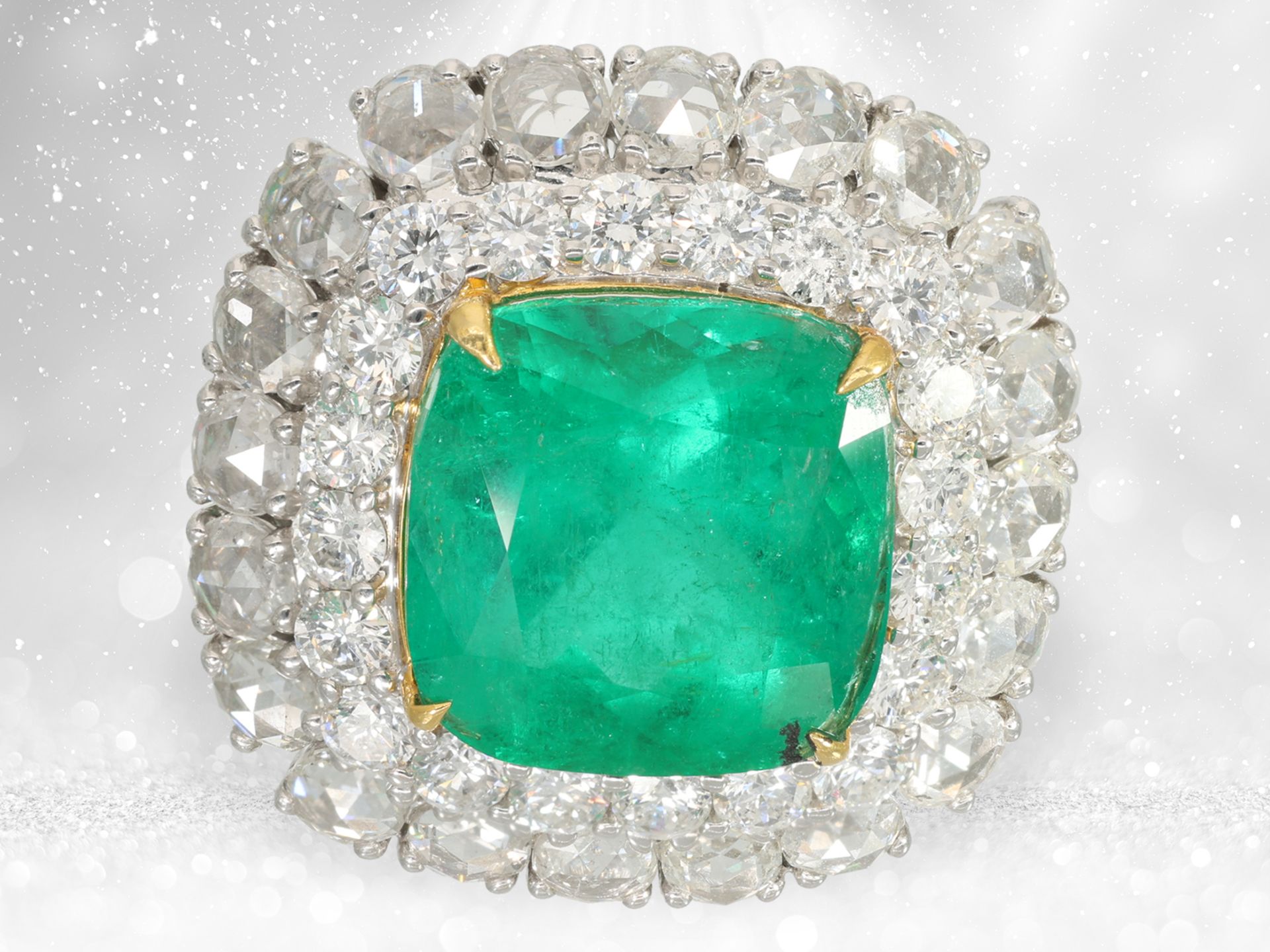 Ring: extremely high quality emerald ring, 11.32ct "Colombia - CE Insignificant", GRS report - Image 4 of 8