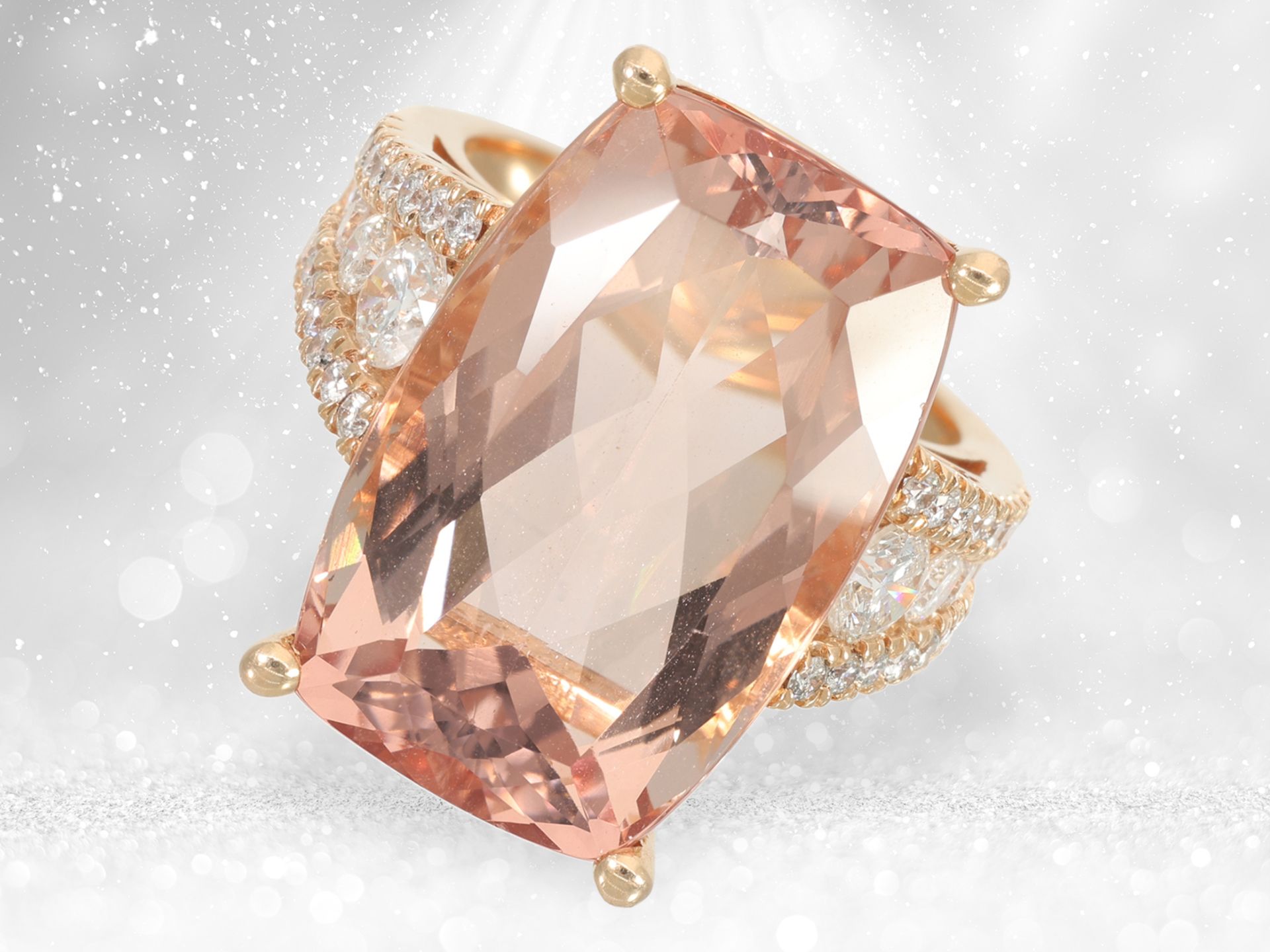 Ring: modern, very fine pink gold ring with 20ct morganite in top quality, like new - Image 2 of 6