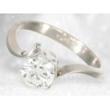 Ring: very beautiful vintage brilliant-cut diamond ring, ca. 1ct, probably around 1950
