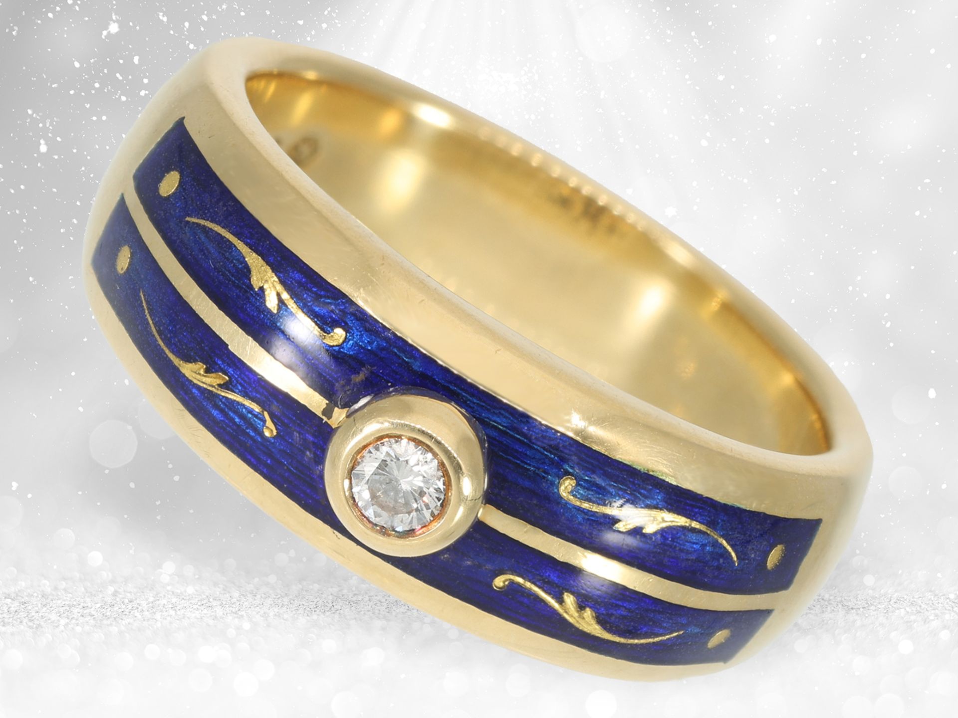 Hochwertiger und seltener limitierter Gold/Emaille-Ring mit Brillant, Fabergé by Victor Mayer, inter - Bild 2 aus 4
