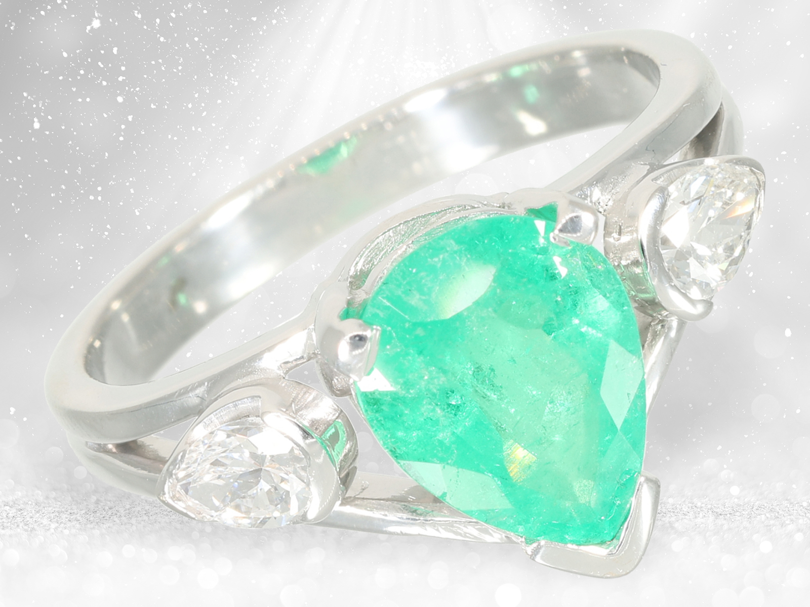 Extremely high quality emerald/diamond goldsmith ring, approx. 3.1ct - Image 3 of 5