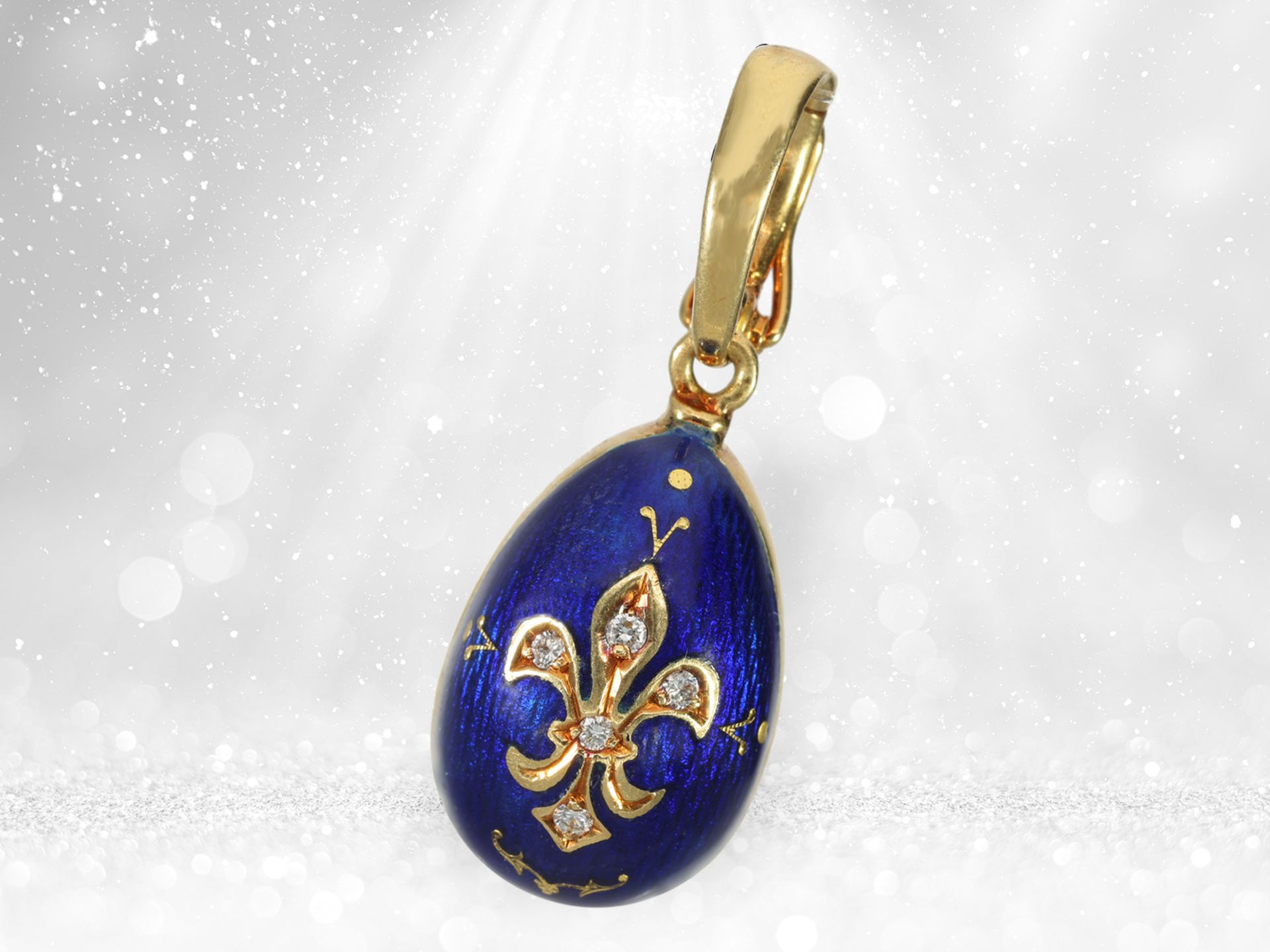 High-quality Fabergé enamel pendant with brilliant-cut diamonds, 18K gold, limited to 500 pieces - Image 2 of 3