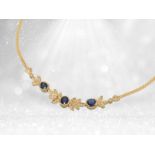 Fein gearbeitetes Saphir/Brillant-Mittelteil-Collier, 18K Gold