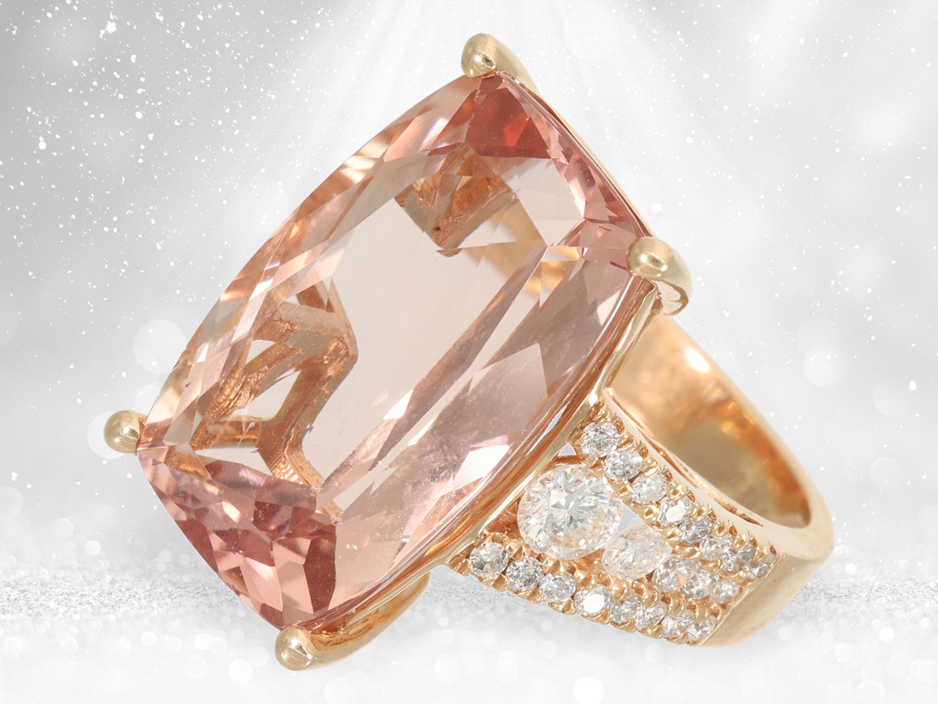 Ring: modern, very fine pink gold ring with 20ct morganite in top quality, like new - Image 5 of 6