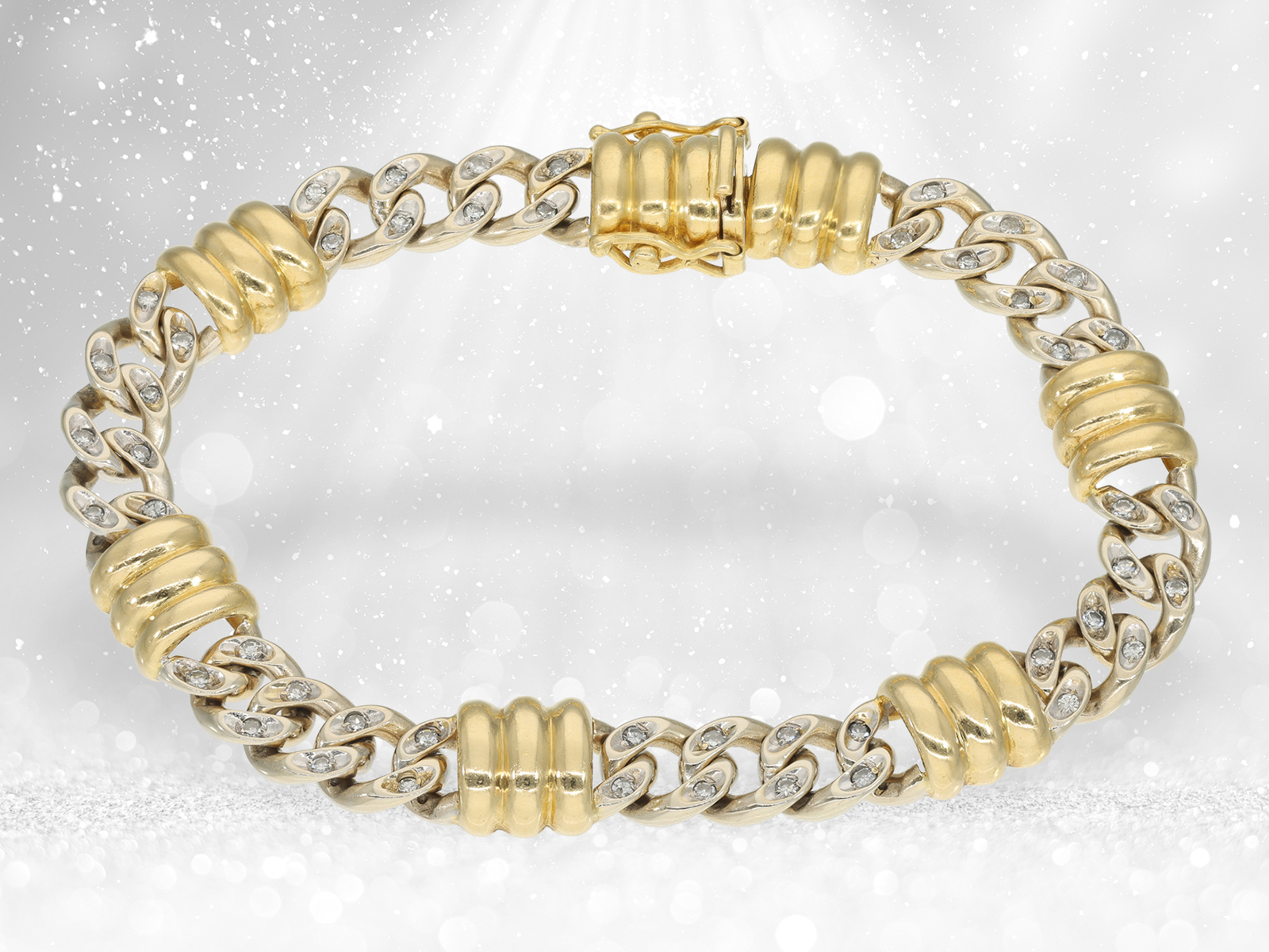 Italian goldsmith bracelet with diamonds, 18K gold