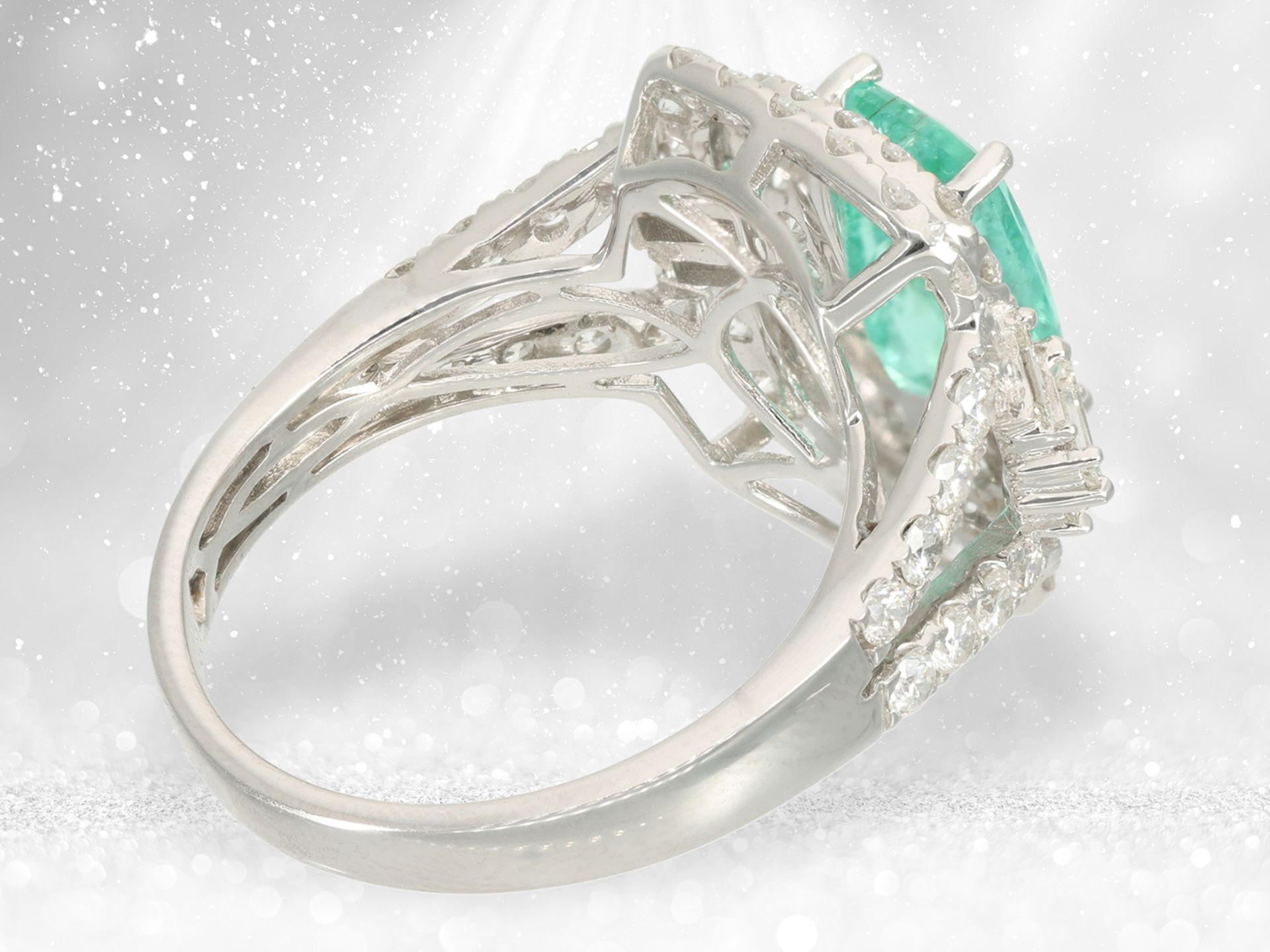 Ring: very high quality goldsmith's ring with Paraiba tourmaline and abundant diamonds - Image 4 of 4