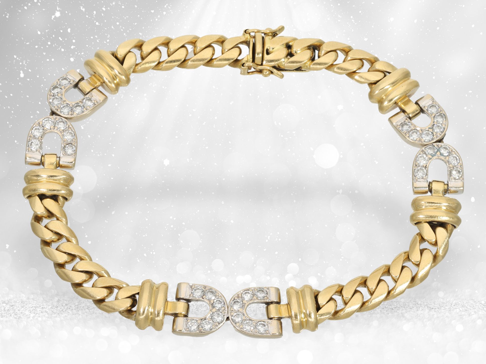 Heavy brilliant-cut diamond goldsmith's necklace with matching bracelet, handcrafted from 18K gold,  - Image 3 of 4