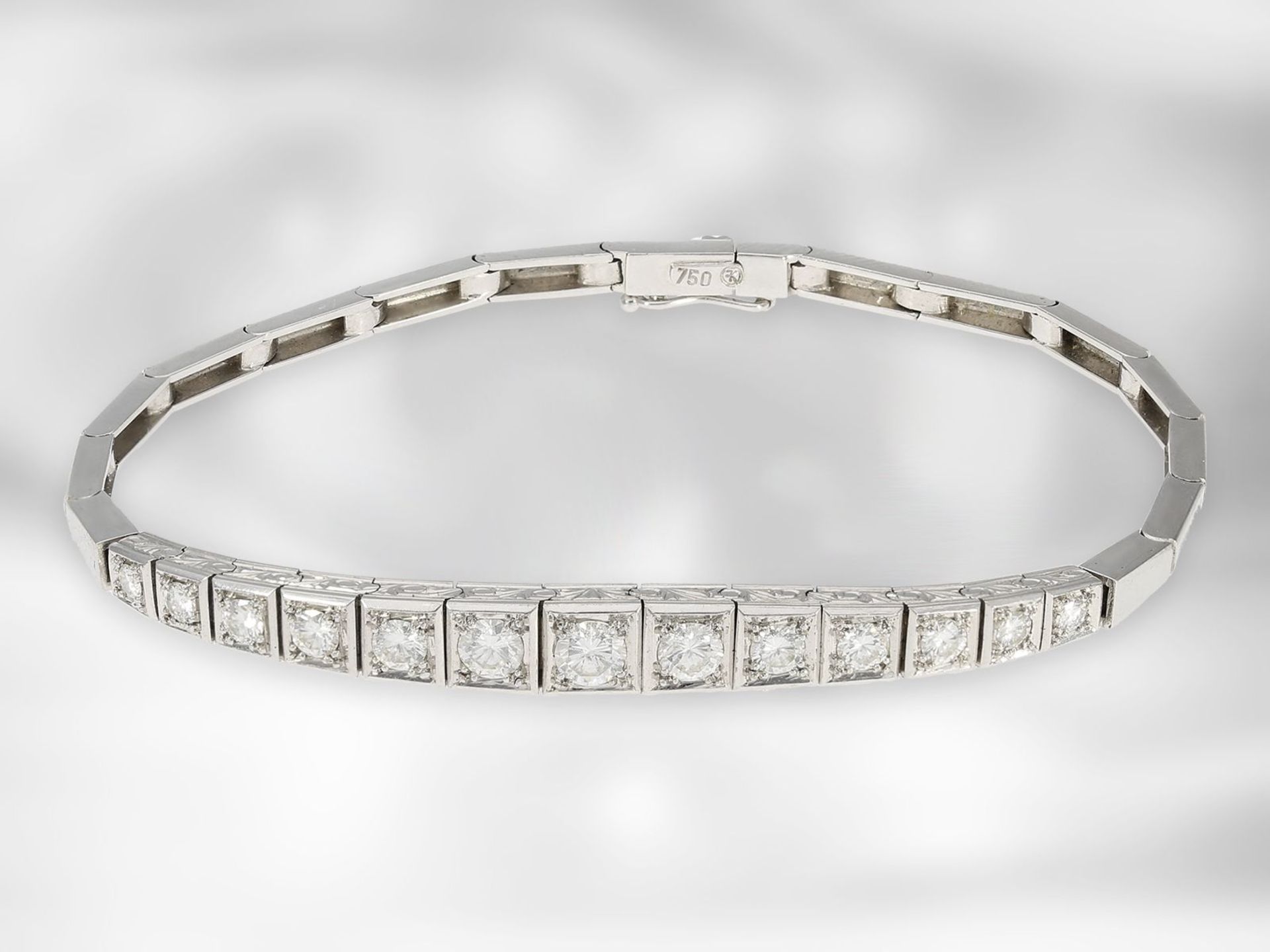 Fine vintage diamond goldsmith necklace with matching bracelet, handmade, approx. 4ct diamonds - Image 2 of 4