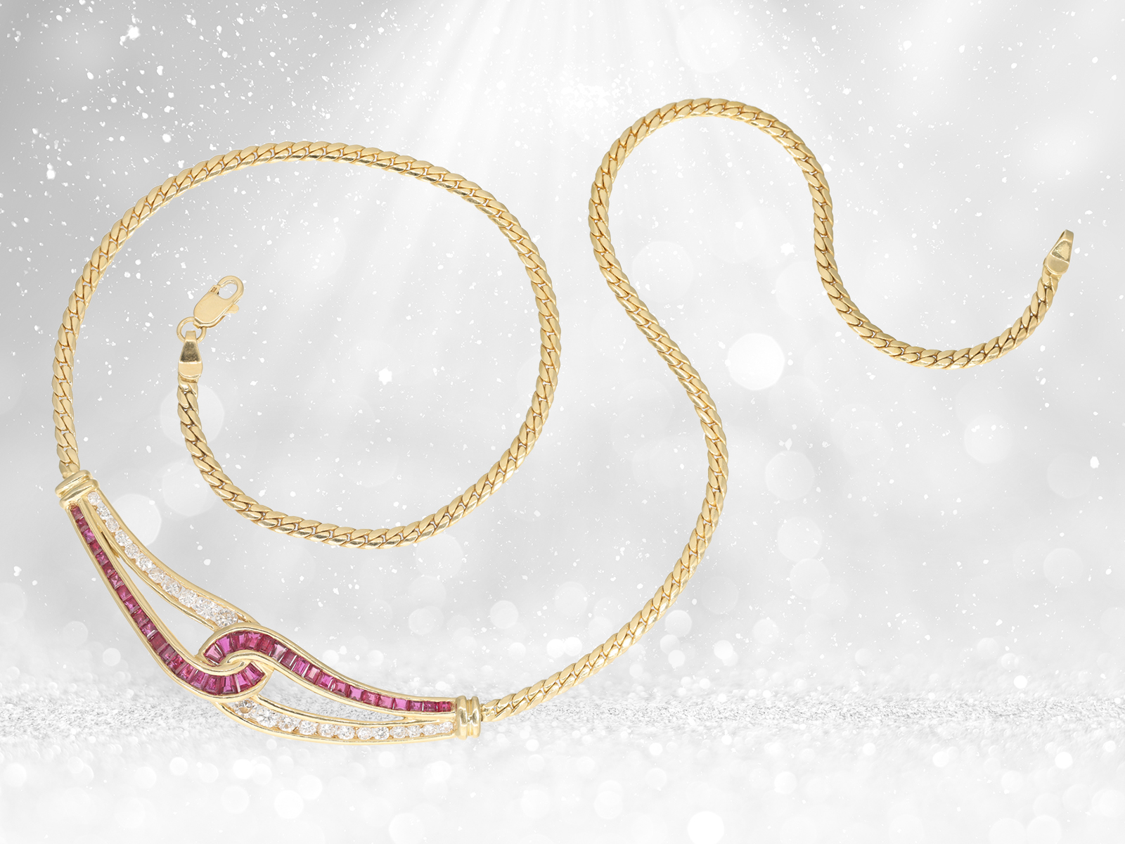 Necklace: high-quality vintage brand jewellery by Bucherer, finest rubies and brilliant-cut diamonds - Image 3 of 3