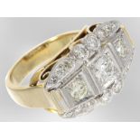 Ring: hochkarätiger Art déco Ring mit Brillanten und Altschliff-Diamanten, insgesamt ca. 1,6ct 14K G