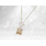 Kette mit hochwertigem Diamantanhänger, Platin, Fancy Diamant von 3ct im Princess Cut