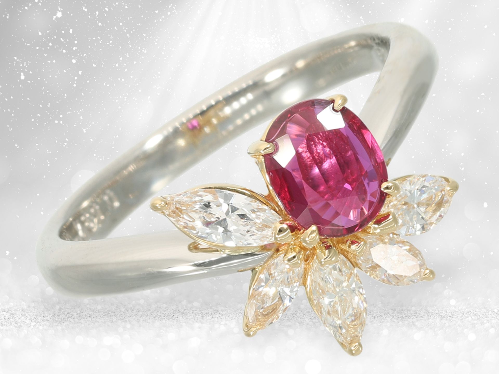 High-quality platinum ring with ruby and diamonds, finest quality, ruby 0.534ct "NO HEAT" - Image 3 of 5