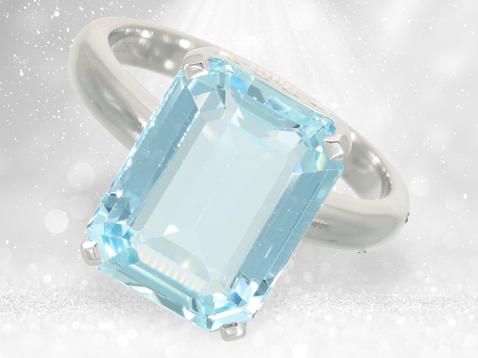 White gold goldsmith's ring with aquamarine of approx. 5.2ct - Image 3 of 5