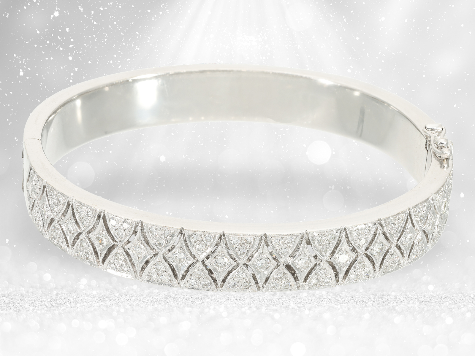 Heavy and high quality white gold bracelet with high quality brilliant-cut diamonds, approx. 1.2ct
