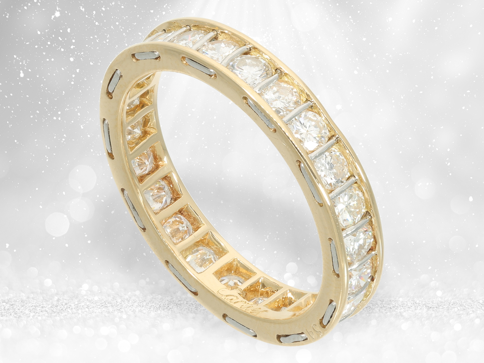 Luxurious vintage memory ring by Cartier, finest brilliant-cut diamonds of approx. 1.92ct, with box - Image 4 of 6