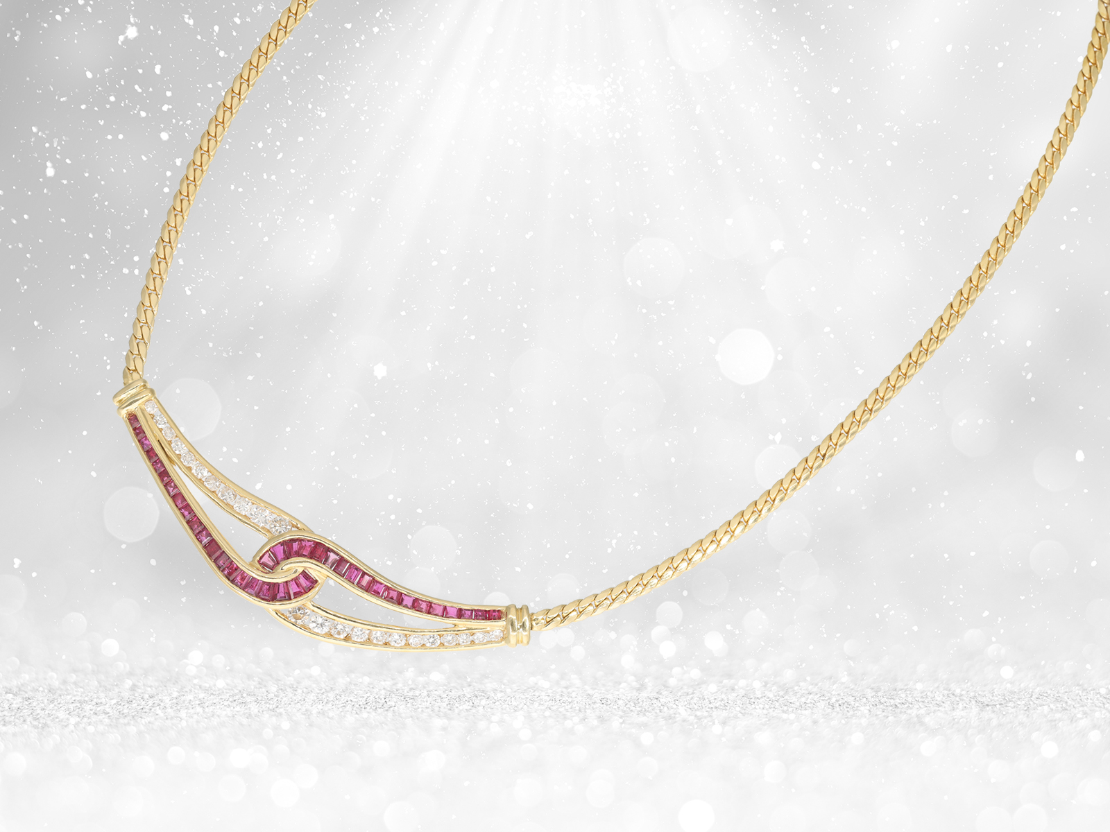 Necklace: high-quality vintage brand jewellery by Bucherer, finest rubies and brilliant-cut diamonds - Image 2 of 3