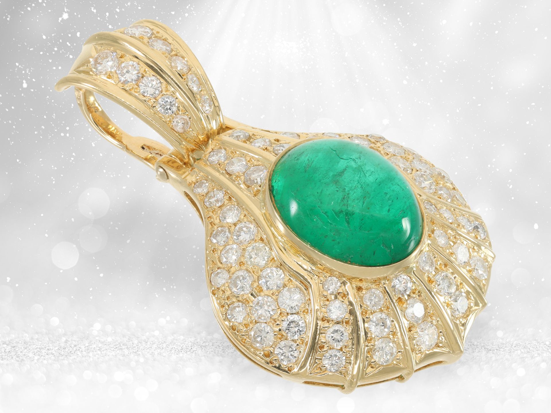 Pendant: lavish goldsmith's pendant with emerald and brilliant-cut diamonds, approx. 10ct - Image 5 of 5