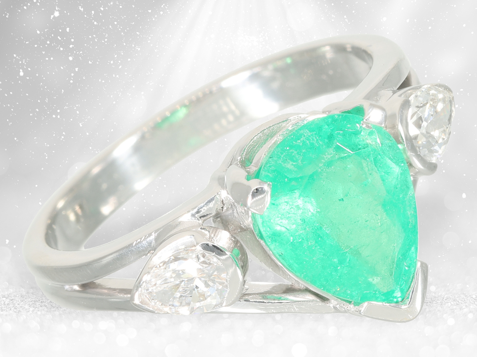 Extremely high quality emerald/diamond goldsmith ring, approx. 3.1ct - Image 2 of 5