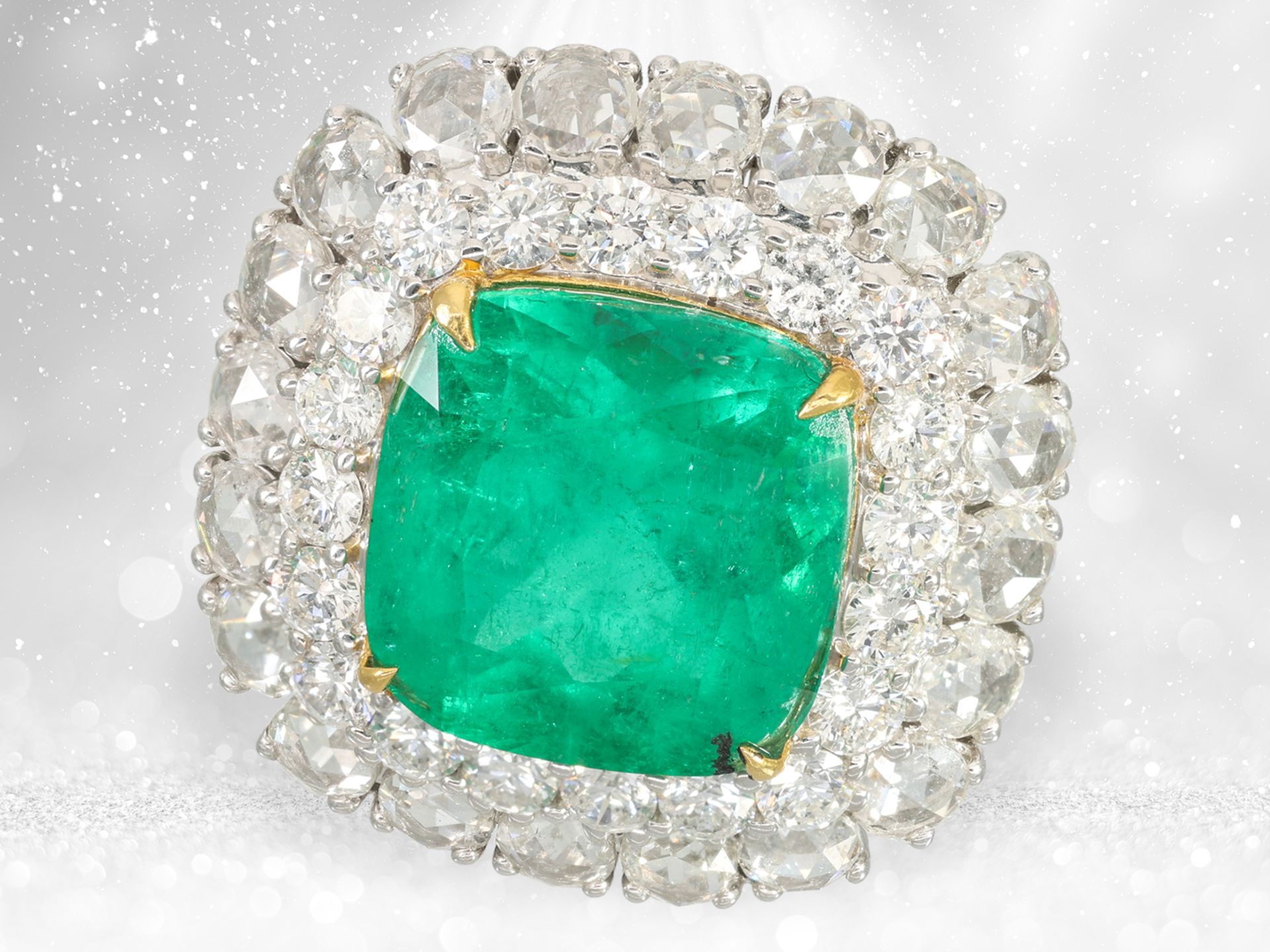 Ring: extremely high quality emerald ring, 11.32ct "Colombia - CE Insignificant", GRS report - Image 5 of 8