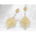 Ohrringe: hochwertiger, moderner Brillantschmuck "White & Yellow", 5,11ct, neuwertig