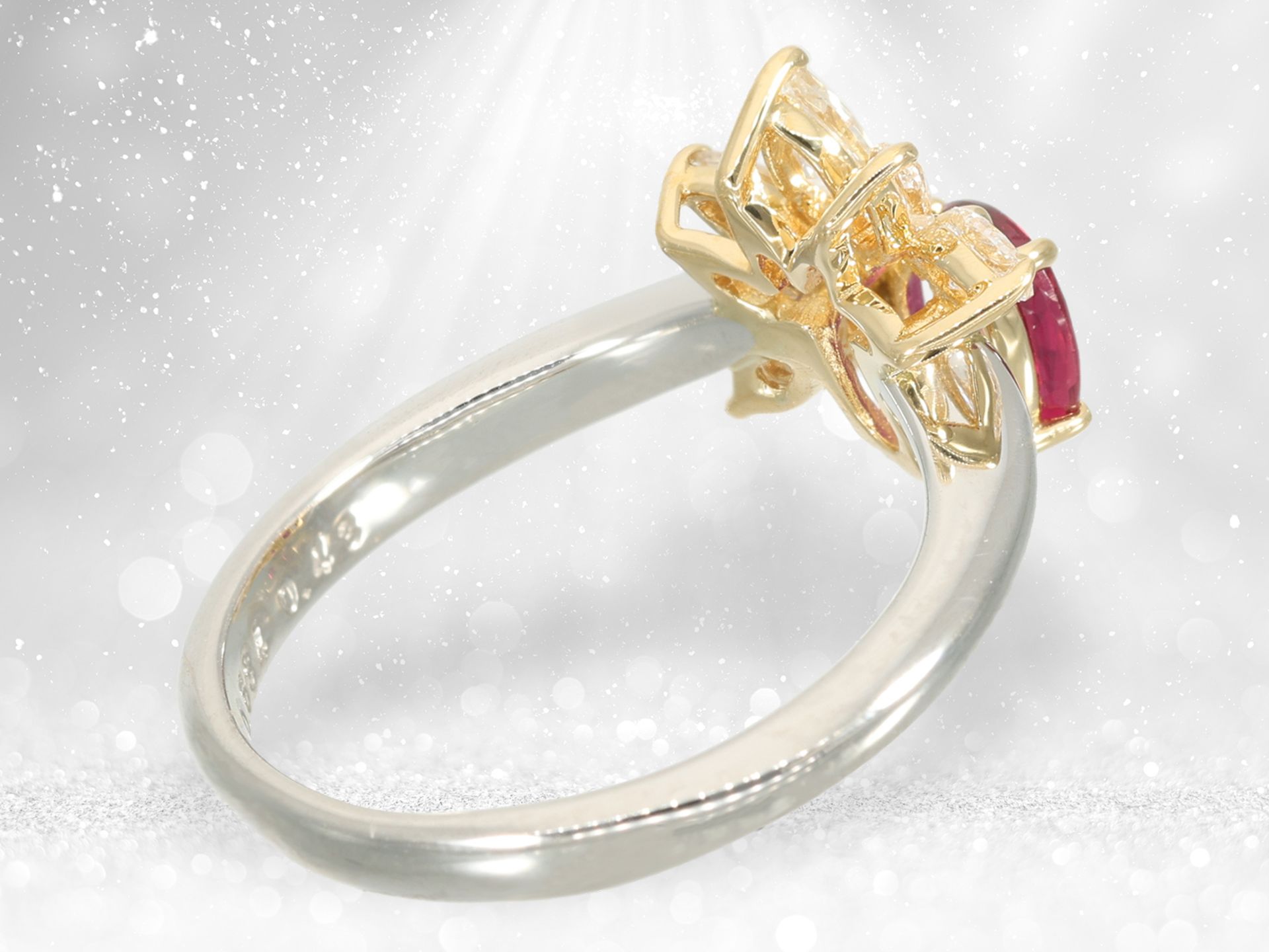 High-quality platinum ring with ruby and diamonds, finest quality, ruby 0.534ct "NO HEAT" - Image 5 of 5