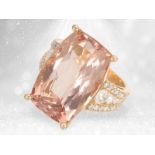 Ring: moderner, hochfeiner Roségold-Ring mit 20ct Morganit in Spitzenqualität, neuwertig