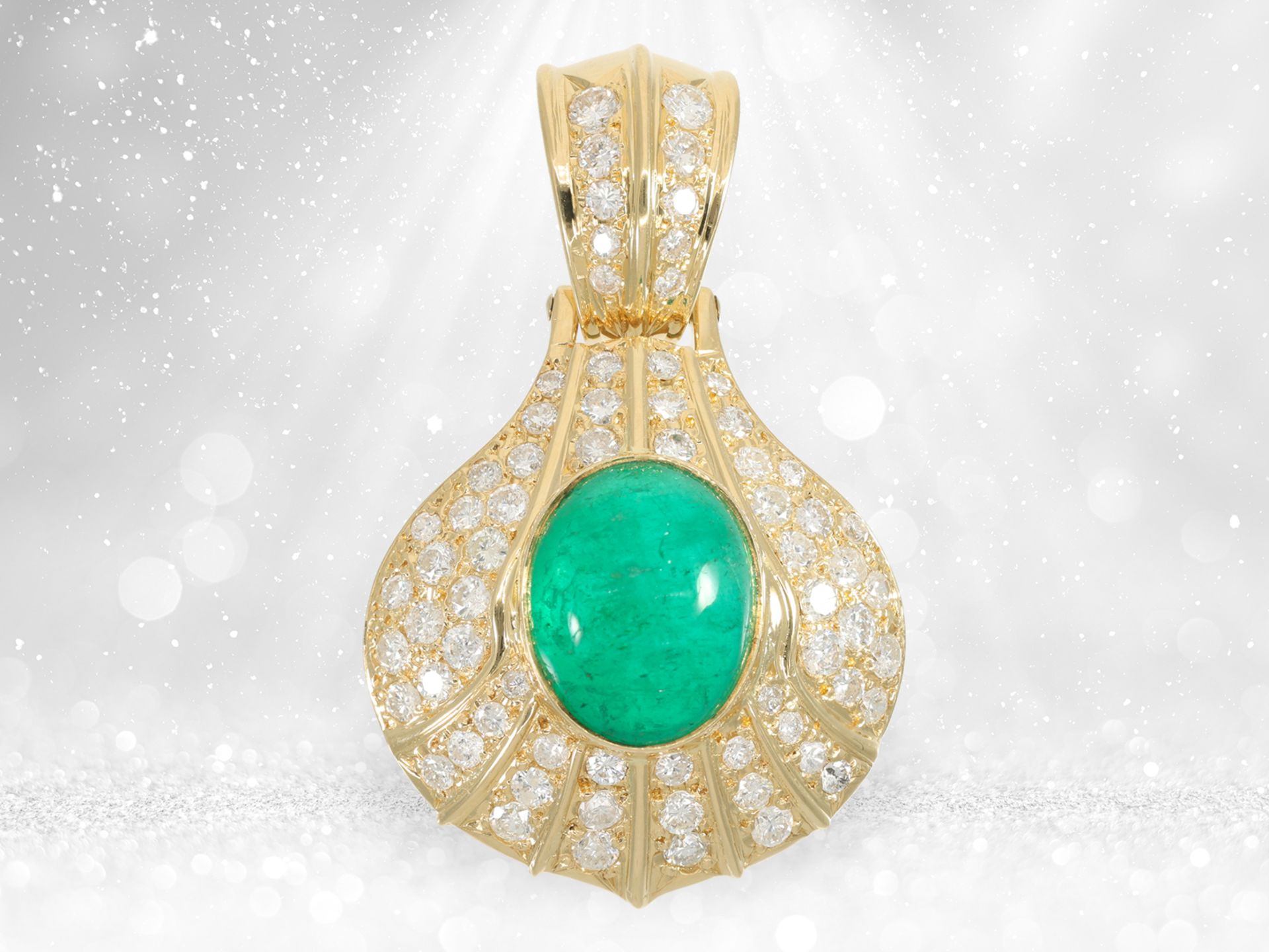 Pendant: lavish goldsmith's pendant with emerald and brilliant-cut diamonds, approx. 10ct - Image 2 of 5