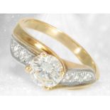Ring: fancy vintage brilliant-cut diamond solitaire ring, approx. 1.1ct