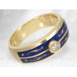 Hochwertiger und seltener limitierter Gold/Emaille-Ring mit Brillant, Fabergé by Victor Mayer, inter