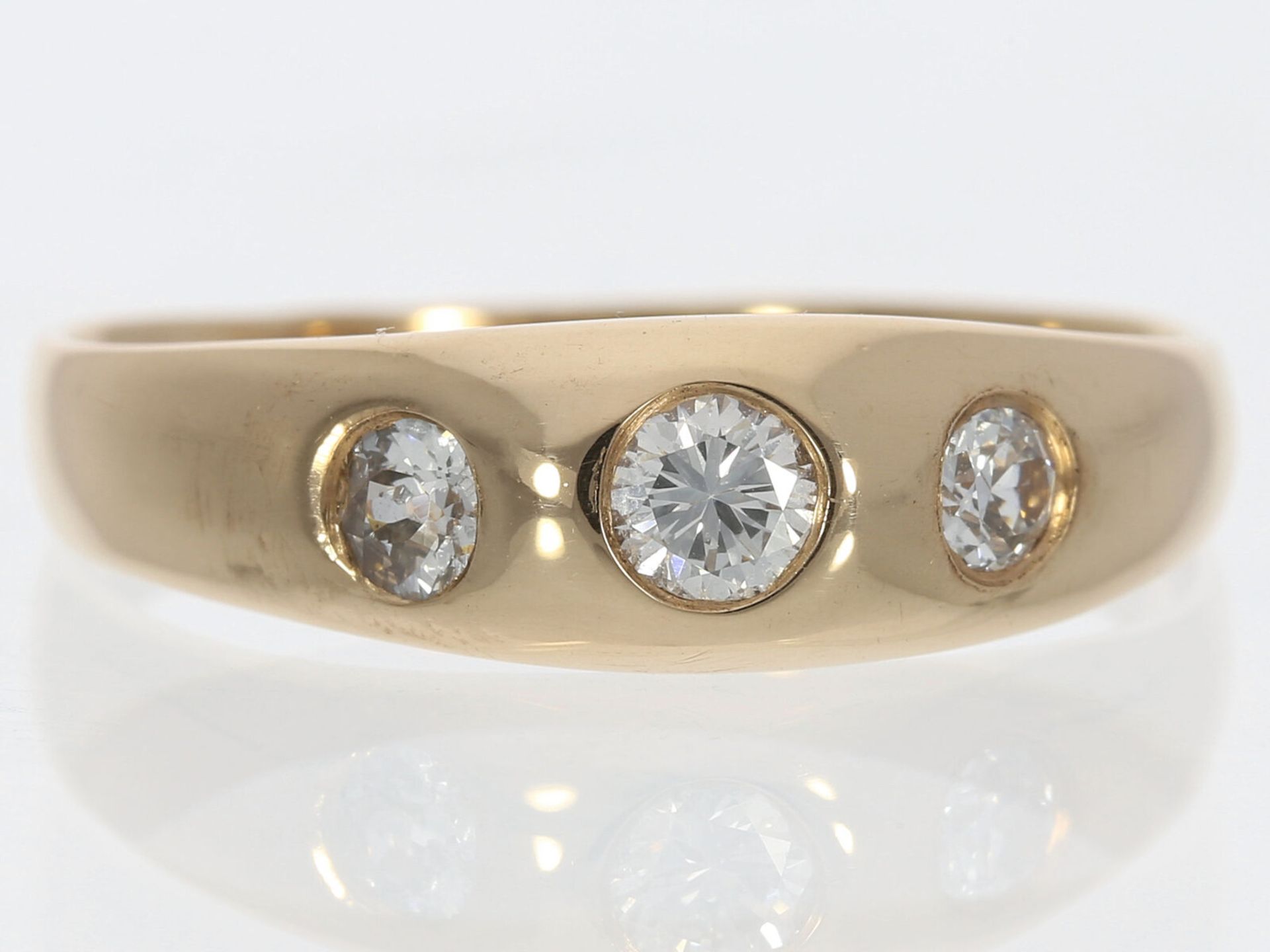 Vintage Bandring mit Brillant und Diamanten im Altschliff