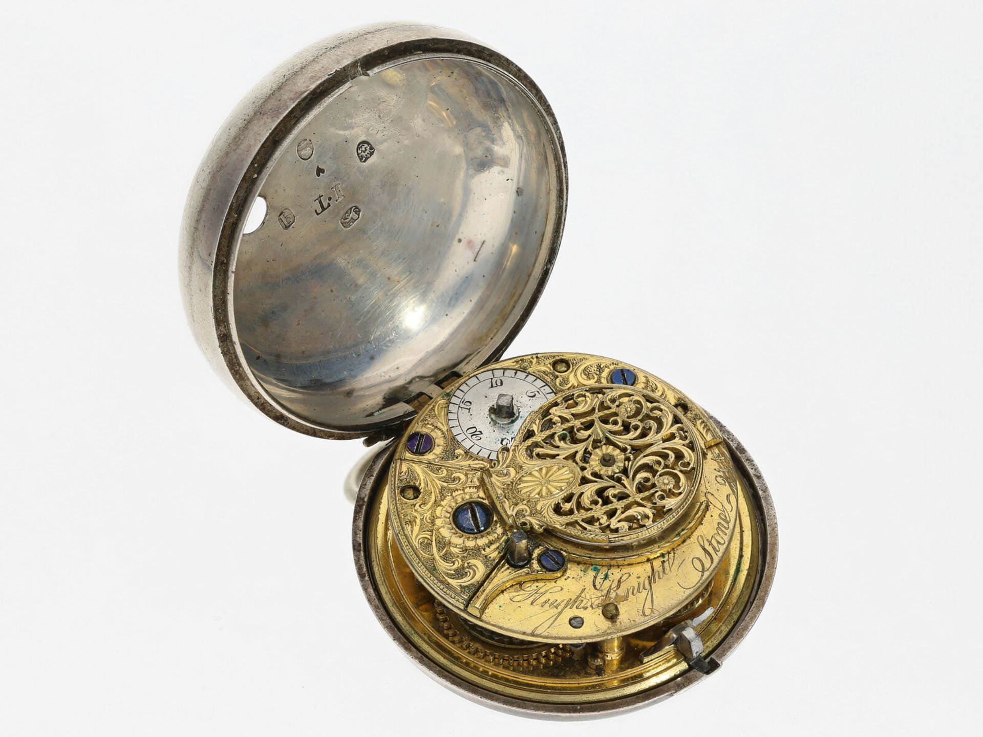 Taschenuhr: englische Doppelgehäuse-Spindeluhr, um 1800 - Bild 5 aus 5