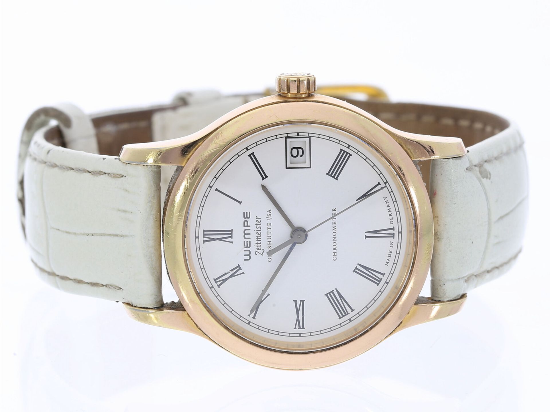 Armbanduhr aus dem Hause Wempe, Zeitmeister Chronometer Glashütte, Edelstahl, vergoldet