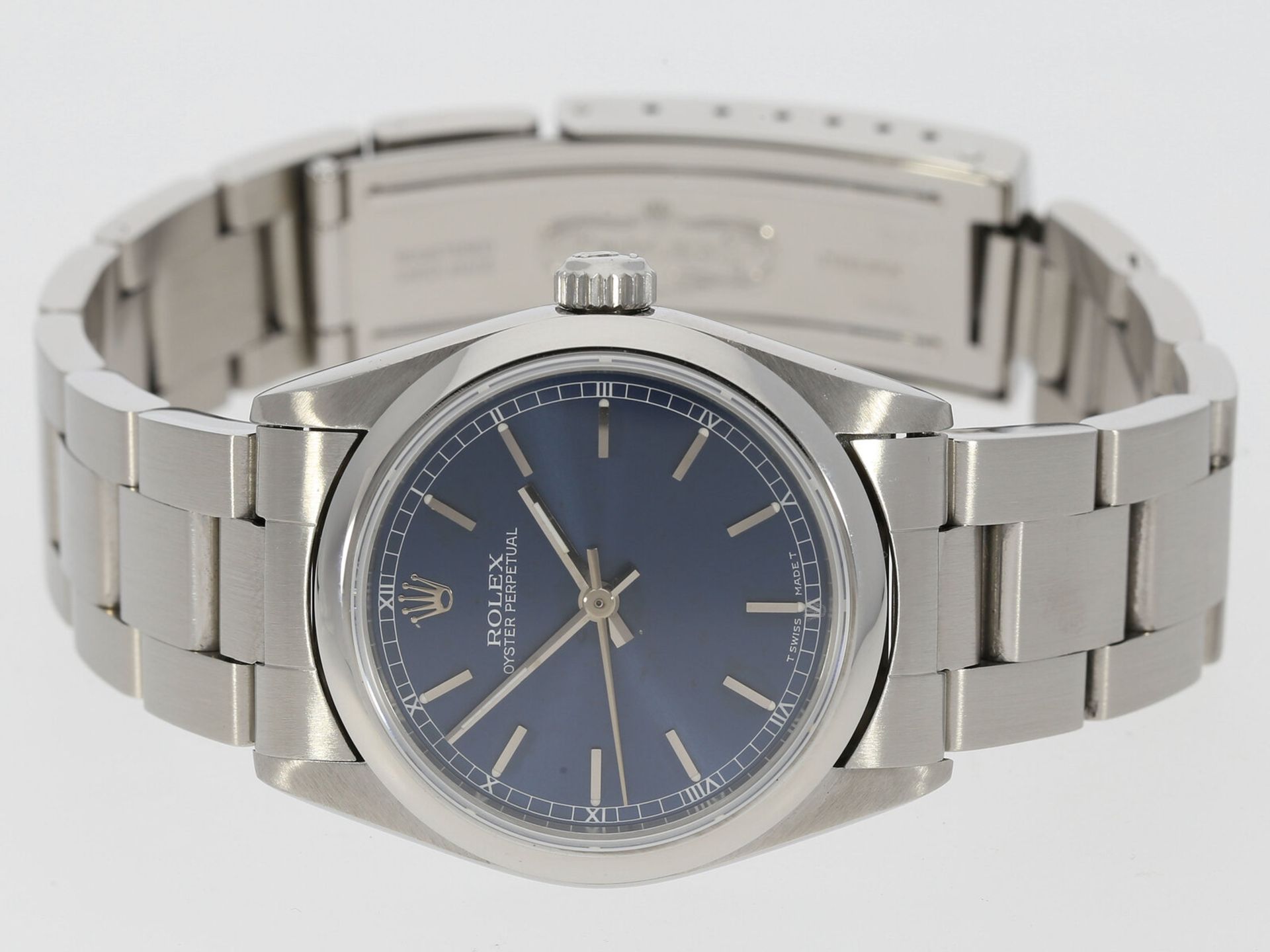 Armbanduhr: Rolex Oyster Perpetual Herrenuhr, Edelstahl, Baujahr 1995, Ref. 67480 - Bild 3 aus 4