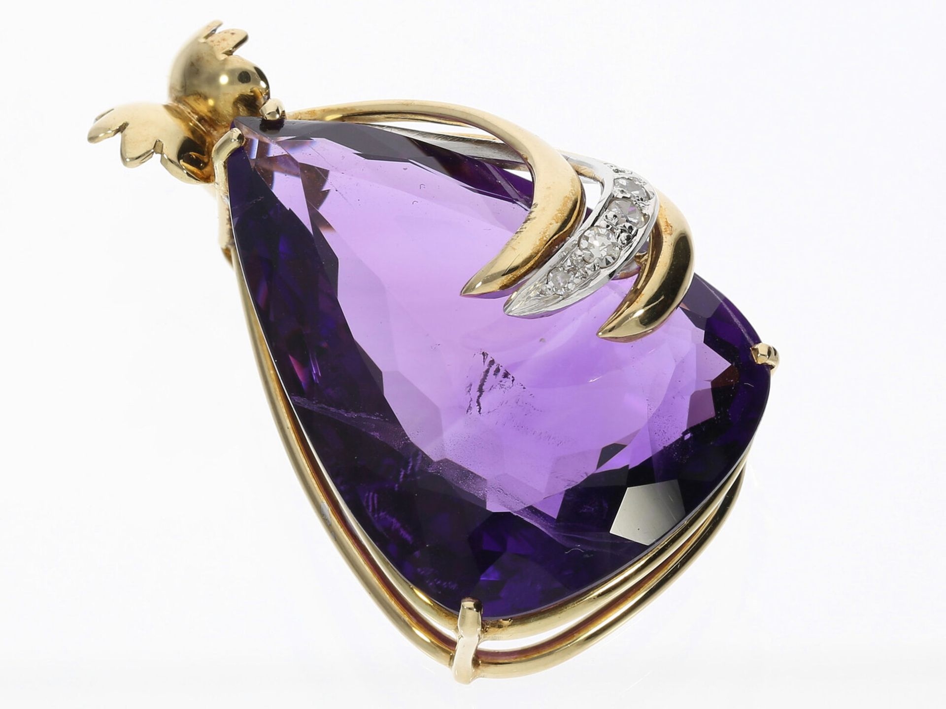 Attraktiver vintage Amethyst/Diamant-Goldschmiedeanhänger, schöner Zustand