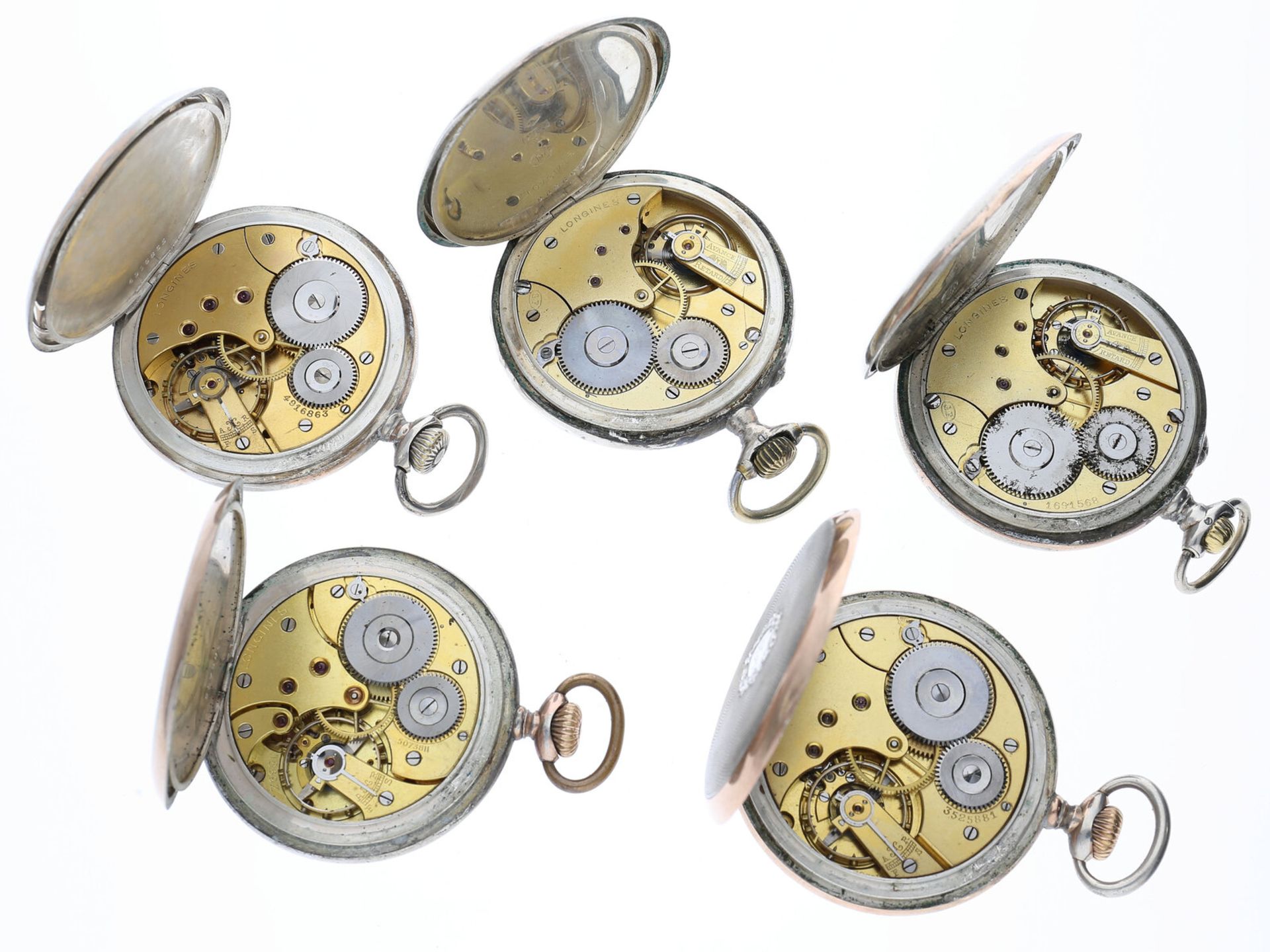 Taschenuhr: 5 silberne Herrenuhren der Marke Longines, ca. 1900-1930 - Bild 2 aus 2